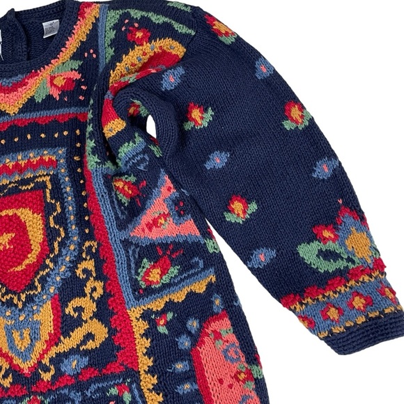 Vintage Signatures by Northern Isles Floral Hand Knit Sweater Medium - Picture 5 of 13